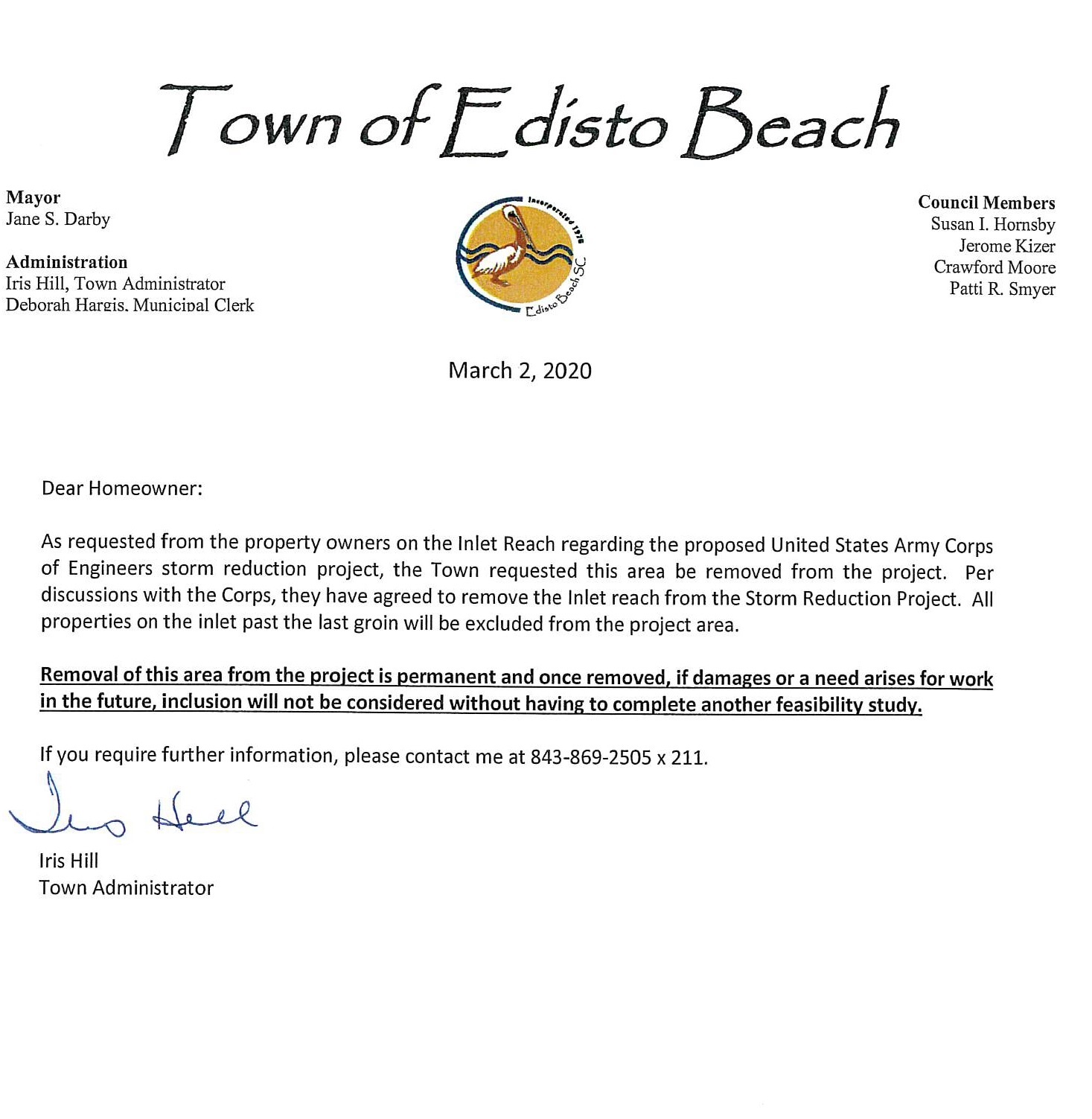 Letter to Inlet Reach Beachfront Owners